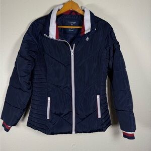 US Polo Assn Women’s Red White Blue Puffer Jacket Small Sporty